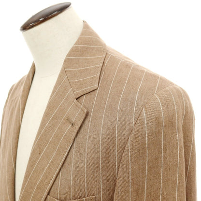 【新品】ブルネロクチネリ Brunello Cucinelli リネン ストライプ テーラードジャケット ブラウン【 50 】【 状態ランクN 】【 メンズ 】