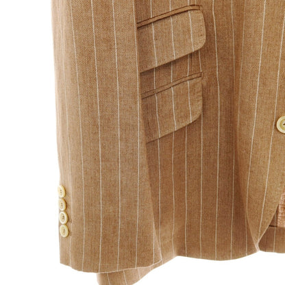 【新品】ブルネロクチネリ Brunello Cucinelli リネン ストライプ テーラードジャケット ブラウン【 50 】【 状態ランクN 】【 メンズ 】