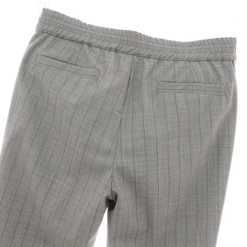 【新品】ブルネロクチネリ Brunello Cucinelli ウール ストライプ イージースラックスパンツ グレーxブラウン【サイズ46】【 状態ランクN 】【 メンズ 】