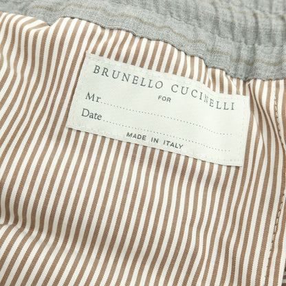 【新品】ブルネロクチネリ Brunello Cucinelli ウール ストライプ イージースラックスパンツ グレーxブラウン【サイズ46】【 状態ランクN 】【 メンズ 】