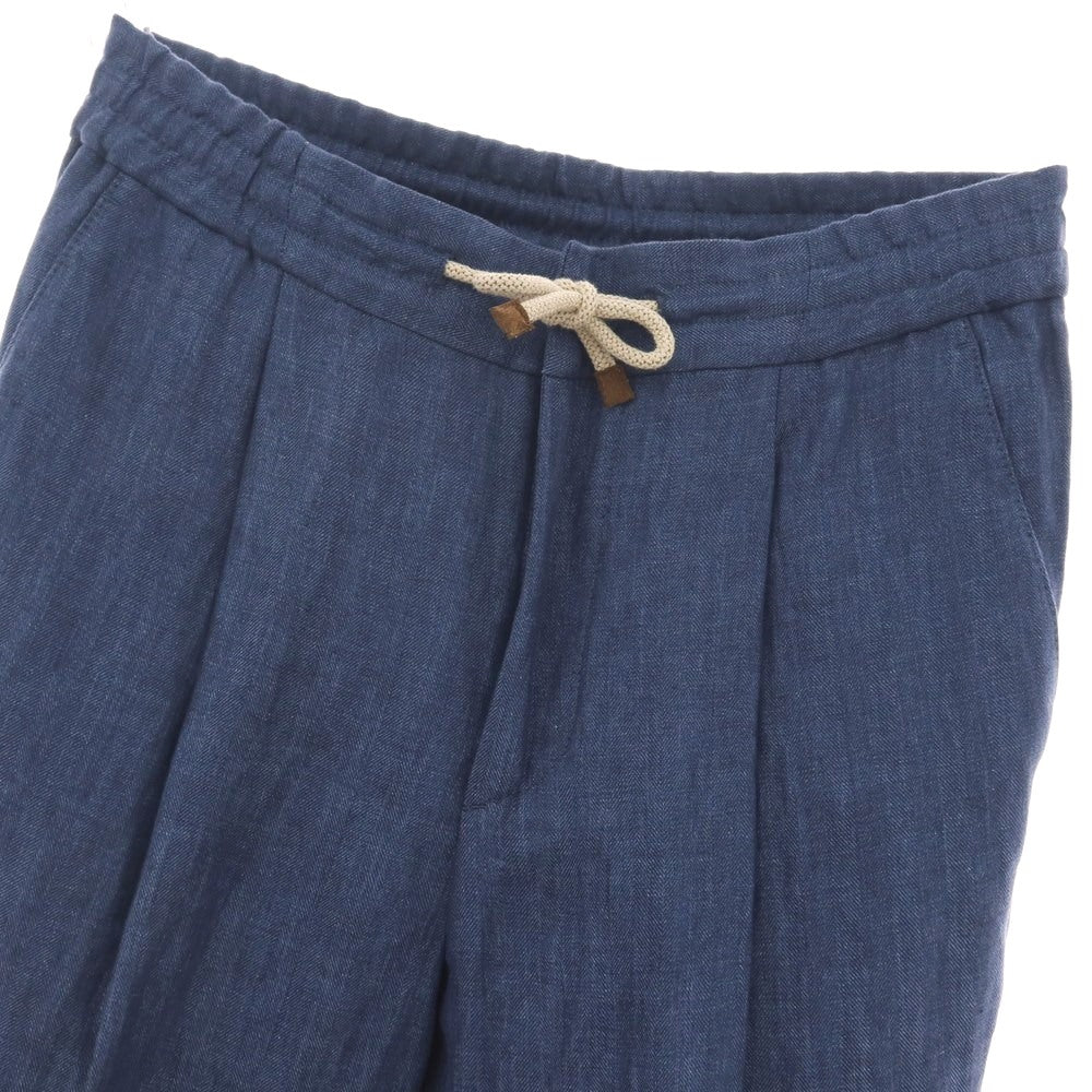 【新品】ブルネロクチネリ Brunello Cucinelli リネン イージースラックスパンツ ライトネイビー【サイズ46】【 状態ランクN 】【 メンズ 】