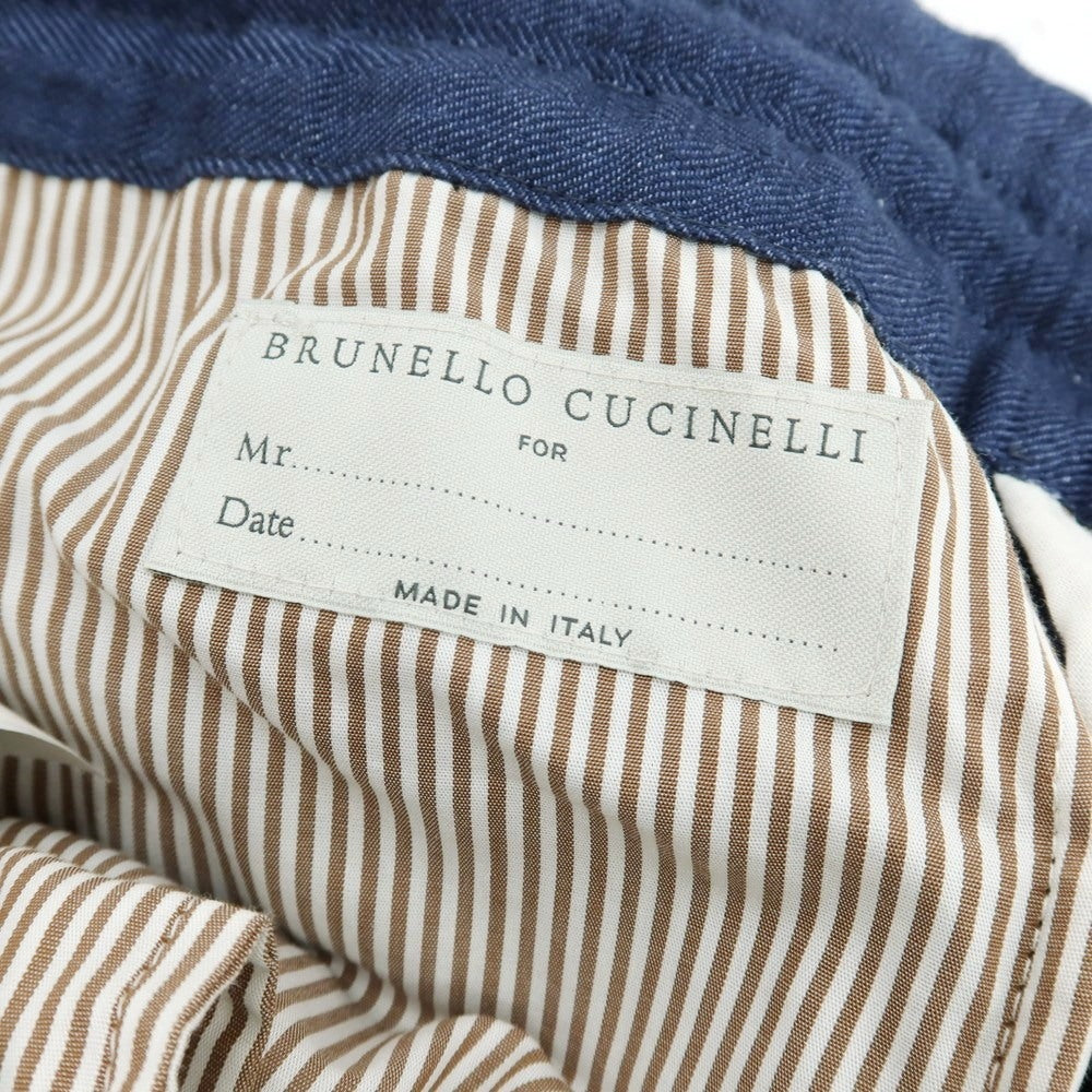 【新品】ブルネロクチネリ Brunello Cucinelli リネン イージースラックスパンツ ライトネイビー【サイズ46】【 状態ランクN 】【 メンズ 】