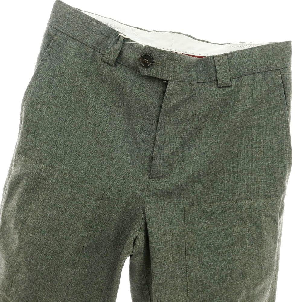 【新品】ブルネロクチネリ Brunello Cucinelli ウール カジュアルスラックスパンツ グレイッシュオリーブ【サイズ46】【 状態ランクN 】【 メンズ 】