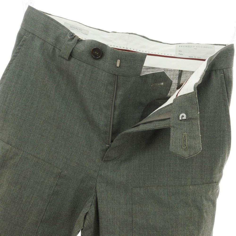 【新品】ブルネロクチネリ Brunello Cucinelli ウール カジュアルスラックスパンツ グレイッシュオリーブ【サイズ46】【 状態ランクN 】【 メンズ 】