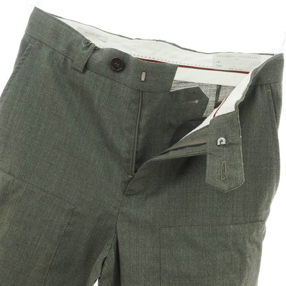 【新品】ブルネロクチネリ Brunello Cucinelli ウール カジュアルスラックスパンツ グレイッシュオリーブ【サイズ46】【 状態ランクN 】【 メンズ 】