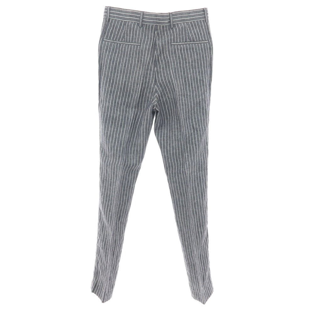 【新品】ブルネロクチネリ Brunello Cucinelli リネン ストライプ カジュアルスラックスパンツ ネイビーxホワイト【サイズ44】【 状態ランクN 】【 メンズ 】