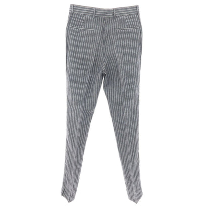 【新品】ブルネロクチネリ Brunello Cucinelli リネン ストライプ カジュアルスラックスパンツ ネイビーxホワイト【サイズ44】【 状態ランクN 】【 メンズ 】