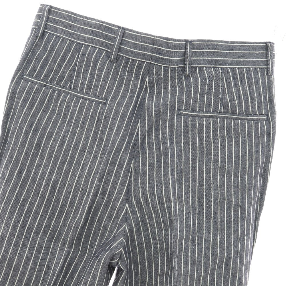 【新品】ブルネロクチネリ Brunello Cucinelli リネン ストライプ カジュアルスラックスパンツ ネイビーxホワイト【サイズ44】【 状態ランクN 】【 メンズ 】