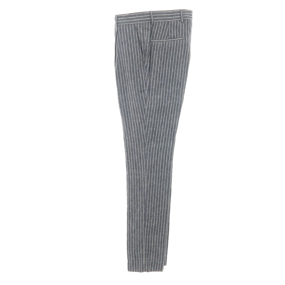 【新品】ブルネロクチネリ Brunello Cucinelli リネン ストライプ カジュアルスラックスパンツ ネイビーxホワイト【サイズ44】【 状態ランクN 】【 メンズ 】[BPD]