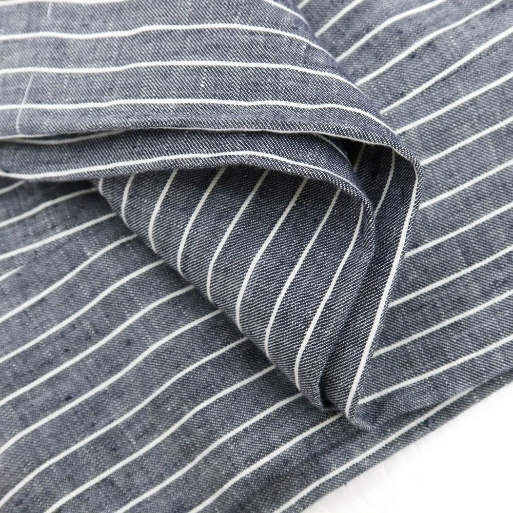 【新品】ブルネロクチネリ Brunello Cucinelli リネン ストライプ カジュアルスラックスパンツ ネイビーxホワイト【サイズ44】【 状態ランクN 】【 メンズ 】[BPD]