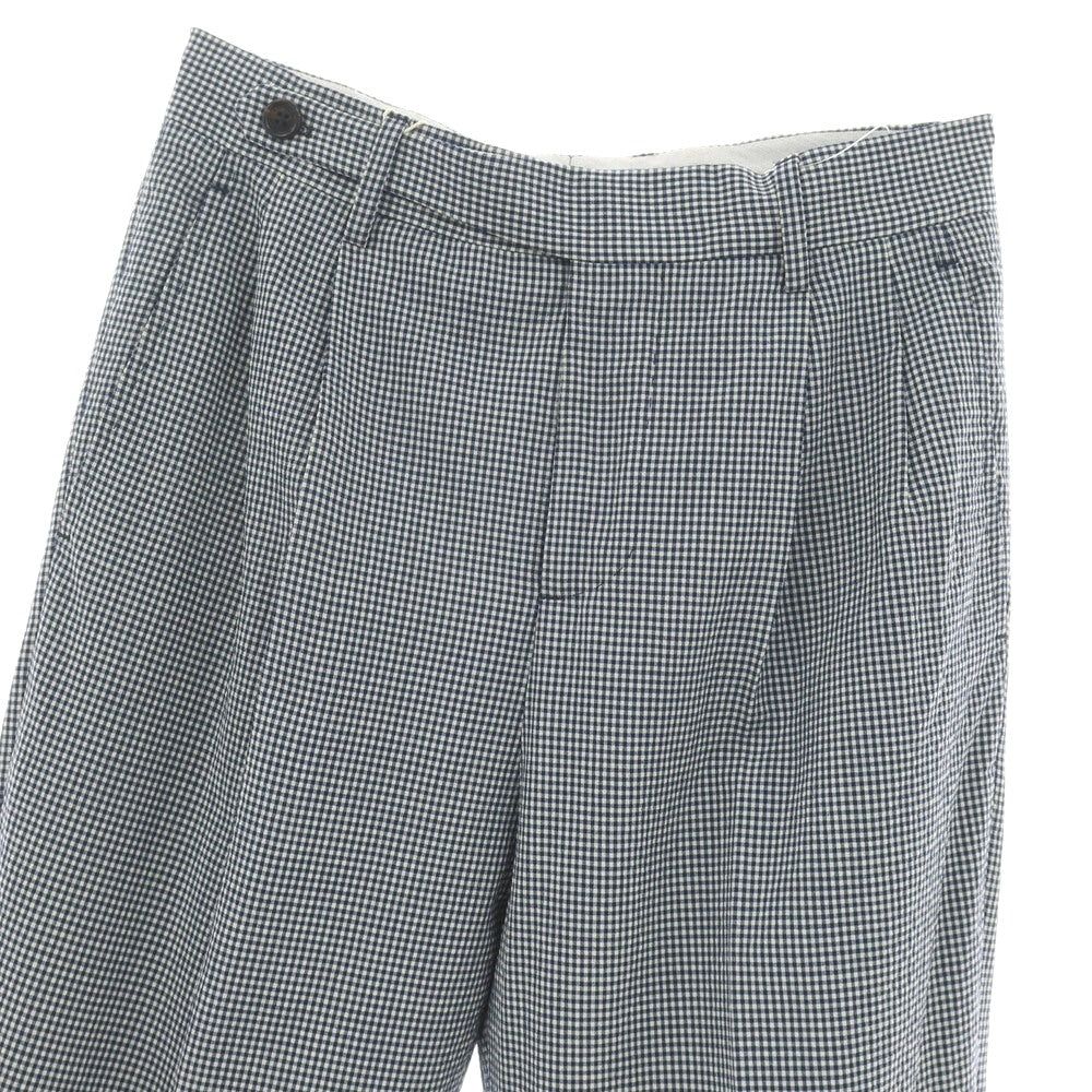 【新品】ブルネロクチネリ Brunello Cucinelli ストレッチ ウール ギンガムチェック カジュアルスラックスパンツ ネイビーxホワイト【サイズ44】【 状態ランクN 】【 メンズ 】