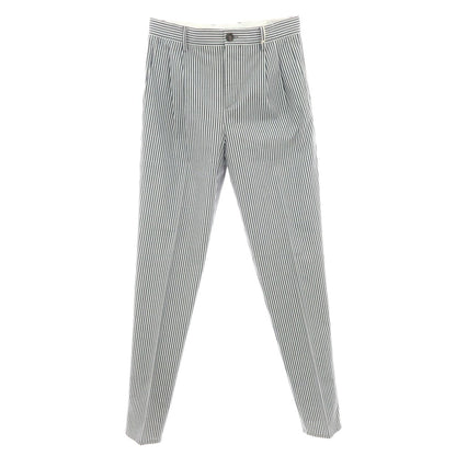 【新品】ブルネロクチネリ Brunello Cucinelli ストレッチ コットン ストライプ カジュアルスラックスパンツ ネイビーxホワイト【サイズ46】【 状態ランクN 】【 メンズ 】