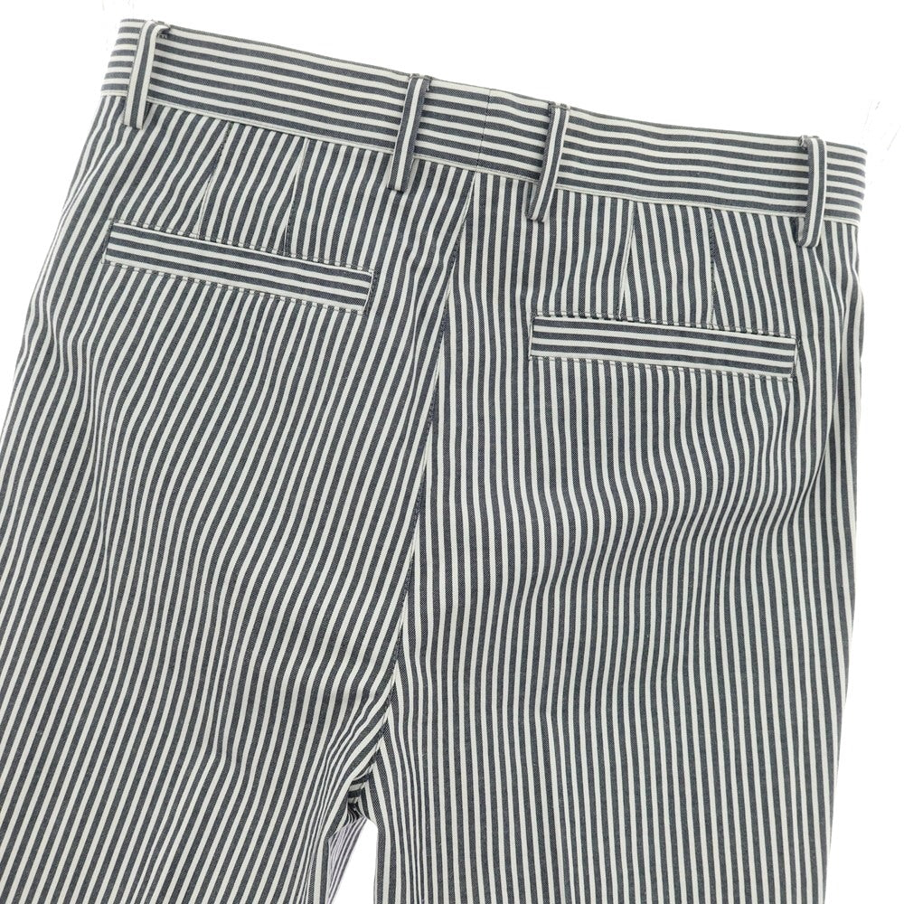 【新品】ブルネロクチネリ Brunello Cucinelli ストレッチ コットン ストライプ カジュアルスラックスパンツ ネイビーxホワイト【サイズ46】【 状態ランクN 】【 メンズ 】