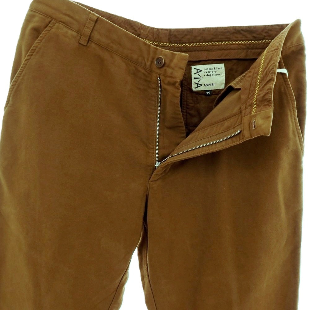 【新品】アスペジ ASPESI コットン カジュアルスラックスパンツ ブラウン【 50 】【 状態ランクN 】【 メンズ 】