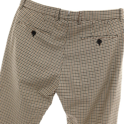 【新品アウトレット】アスペジ ASPESI ストレッチ ポリエステルウール チェック カジュアルスラックスパンツ ブラウン系xベージュ【 48 】【 状態ランクN- 】【 メンズ 】