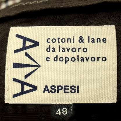 【新品アウトレット】アスペジ ASPESI ストレッチ ポリエステルウール チェック カジュアルスラックスパンツ ブラウン系xベージュ【 48 】【 状態ランクN- 】【 メンズ 】