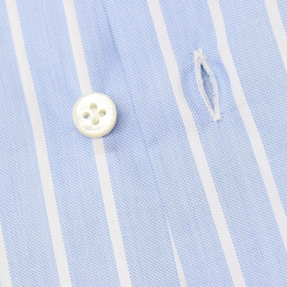 【新品】バルバ BARBA コットン ストライプ ワイドカラー ドレスシャツ ライトブルーxホワイト【 39 】【 状態ランクN 】【 メンズ 】