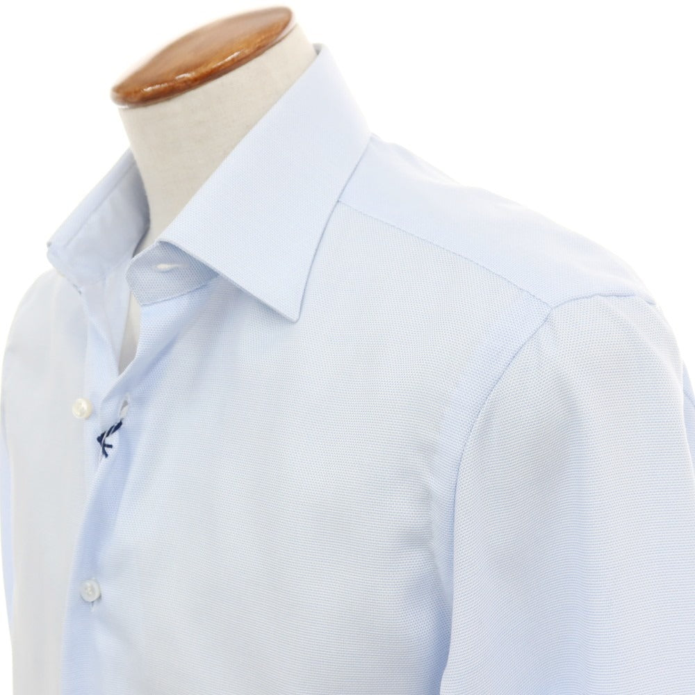【新品】バルバ BARBA コットン レギュラーカラー ドレスシャツ ライトブルーxホワイト【 39 】【 状態ランクN 】【 メンズ 】