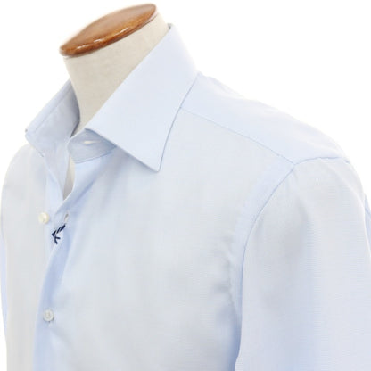 【新品】バルバ BARBA コットン レギュラーカラー ドレスシャツ ライトブルーxホワイト【 39 】【 状態ランクN 】【 メンズ 】