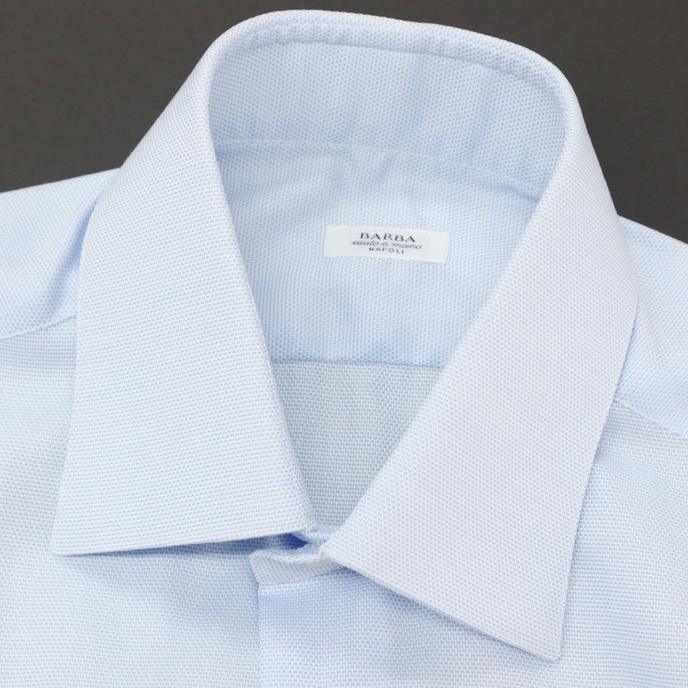 【新品】バルバ BARBA コットン レギュラーカラー ドレスシャツ ライトブルーxホワイト【 39 】【 状態ランクN 】【 メンズ 】