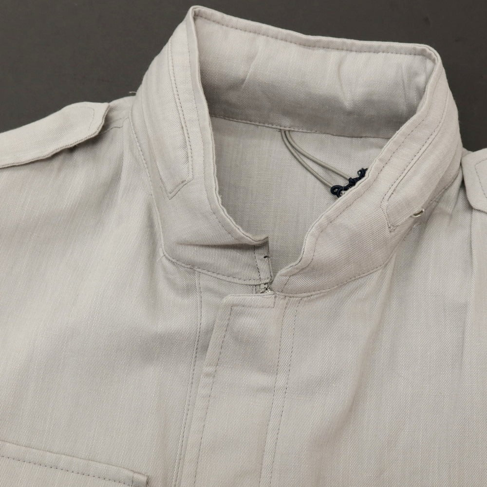 【新品】バルバ BARBA SAHARA コットンリネン ミリタリージャケット ライトグレー【 48 】【 状態ランクN 】【 メンズ 】