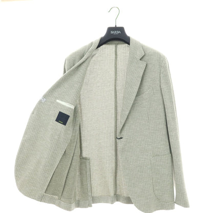 【新品】バルバ BARBA DYNAMIC コットンリネン ジャージー 2B カジュアルジャケット グリーン系【 50 】【 状態ランクN 】【 メンズ 】