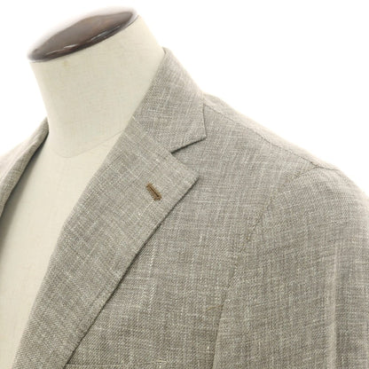 【新品】バルバ BARBA リネンウールシルク 3B カジュアルジャケット グレージュ【 52 】【 状態ランクN 】【 メンズ 】