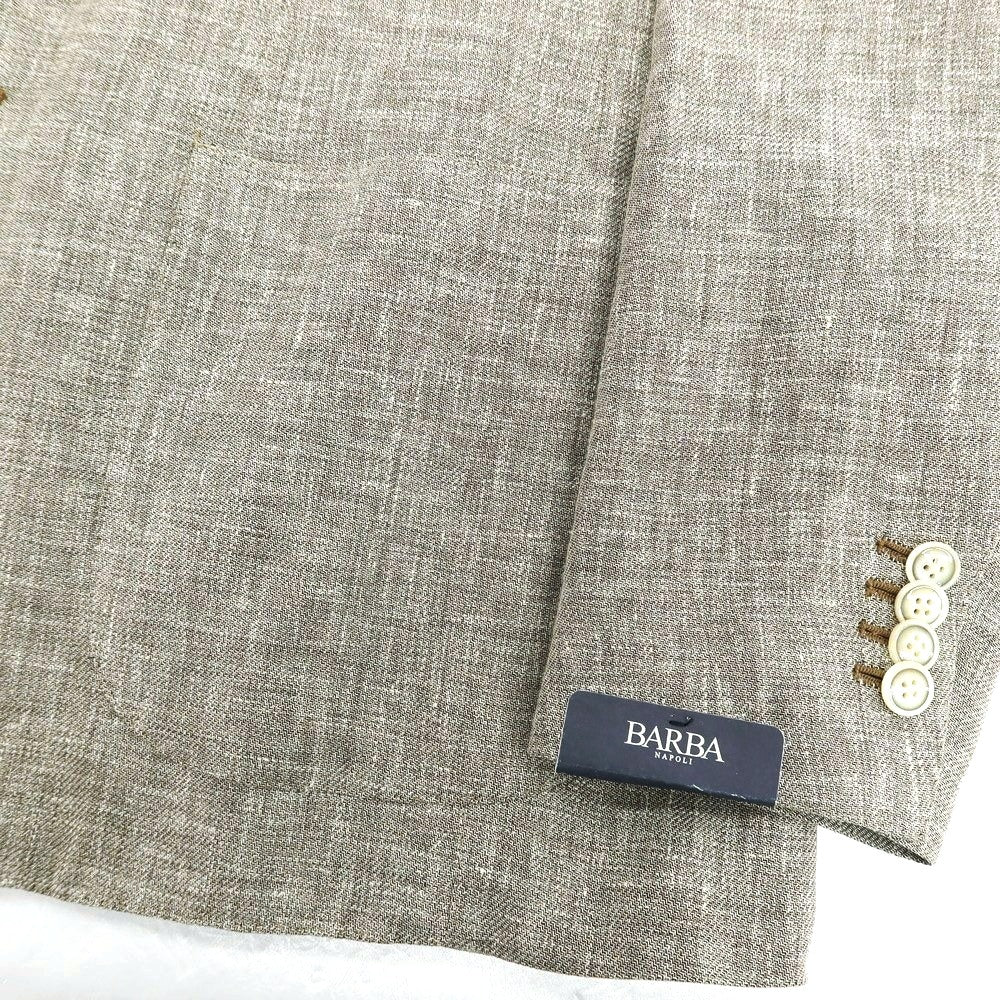 【新品】バルバ BARBA リネンウールシルク 3B カジュアルジャケット グレージュ【 52 】【 状態ランクN 】【 メンズ 】