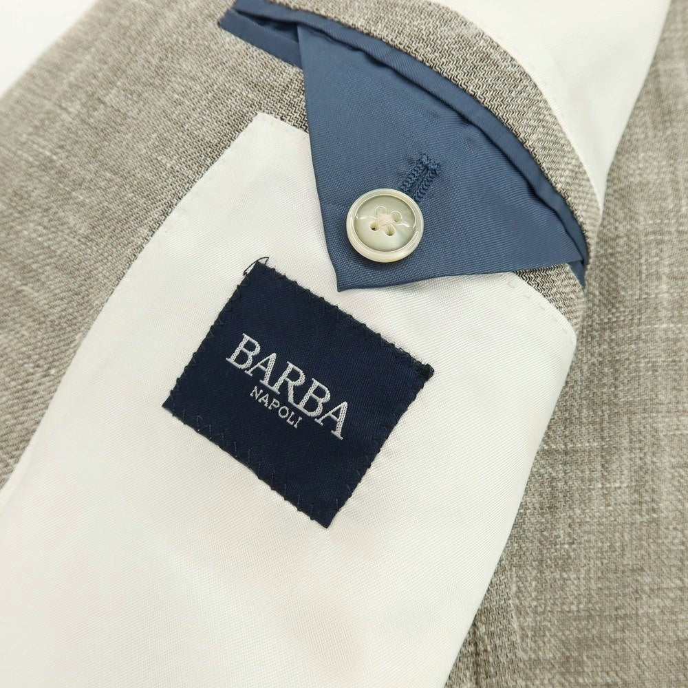 【新品】バルバ BARBA リネンウールシルク 3B カジュアルジャケット グレージュ【 52 】【 状態ランクN 】【 メンズ 】
