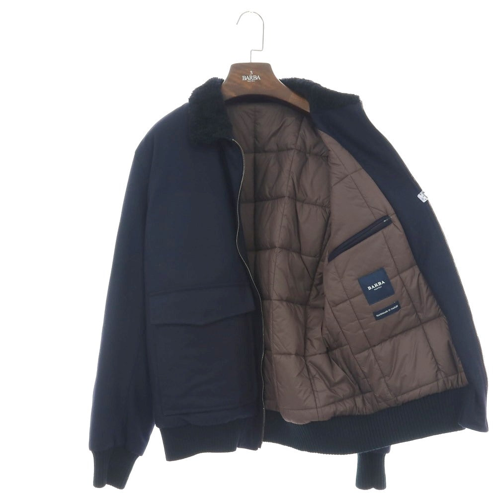 【新品】バルバ BARBA ウール ダブルジップ 中綿ブルゾン ネイビー【 48 】【 状態ランクN 】【 メンズ 】