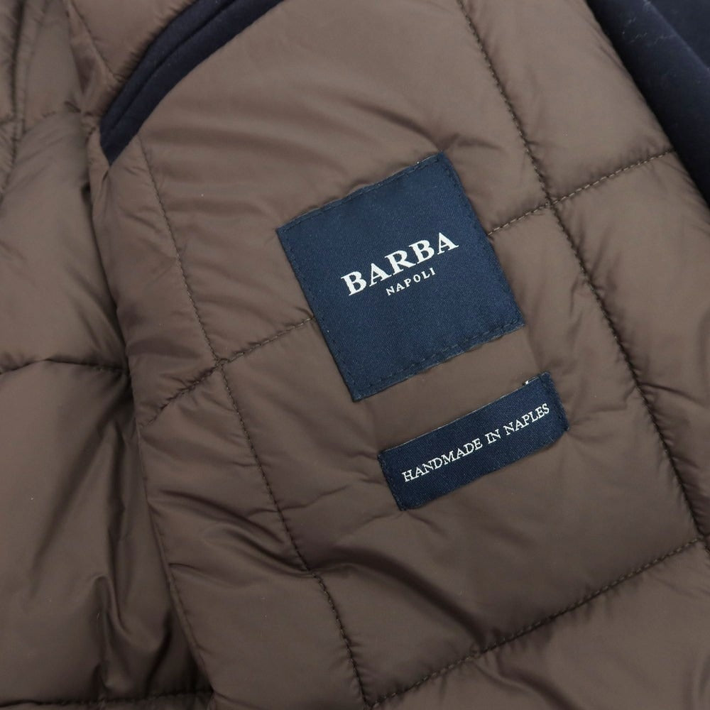 BARBA NAPOLI 中綿レザーブルゾン バルバ イタリア製 新品】バルバ BARBA ウール ダブルジップ 中綿ブルゾン ネイビー