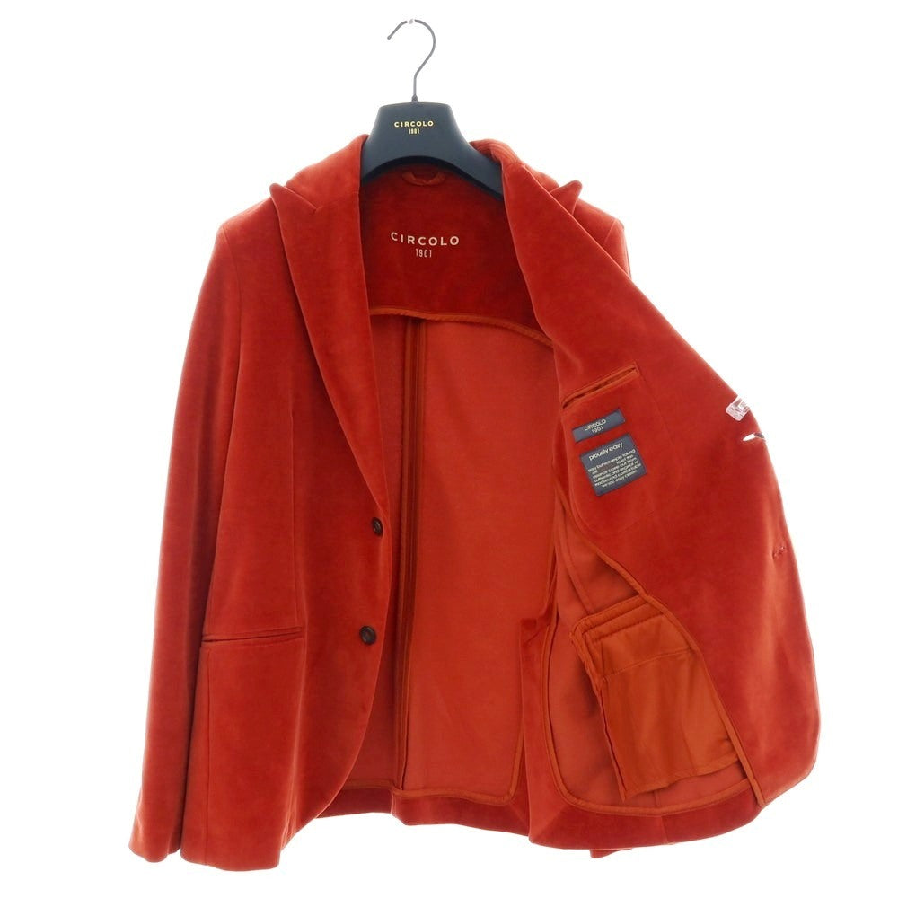 【新品】チルコロ1901 CIRCOLO 1901 コットンポリエステル ジャージー ベロア 2B カジュアルジャケット レッド系【 48 】【 状態ランクN 】【 メンズ 】