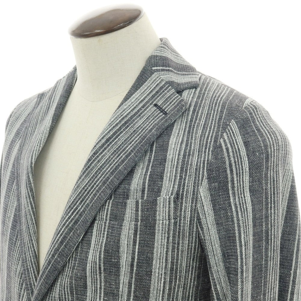 【新品】チルコロ1901 CIRCOLO 1901 コットン ジャージー ストライプ プリント 2B カジュアルジャケット グレー系【サイズ50】【 状態ランクN 】【 メンズ 】[BPD]