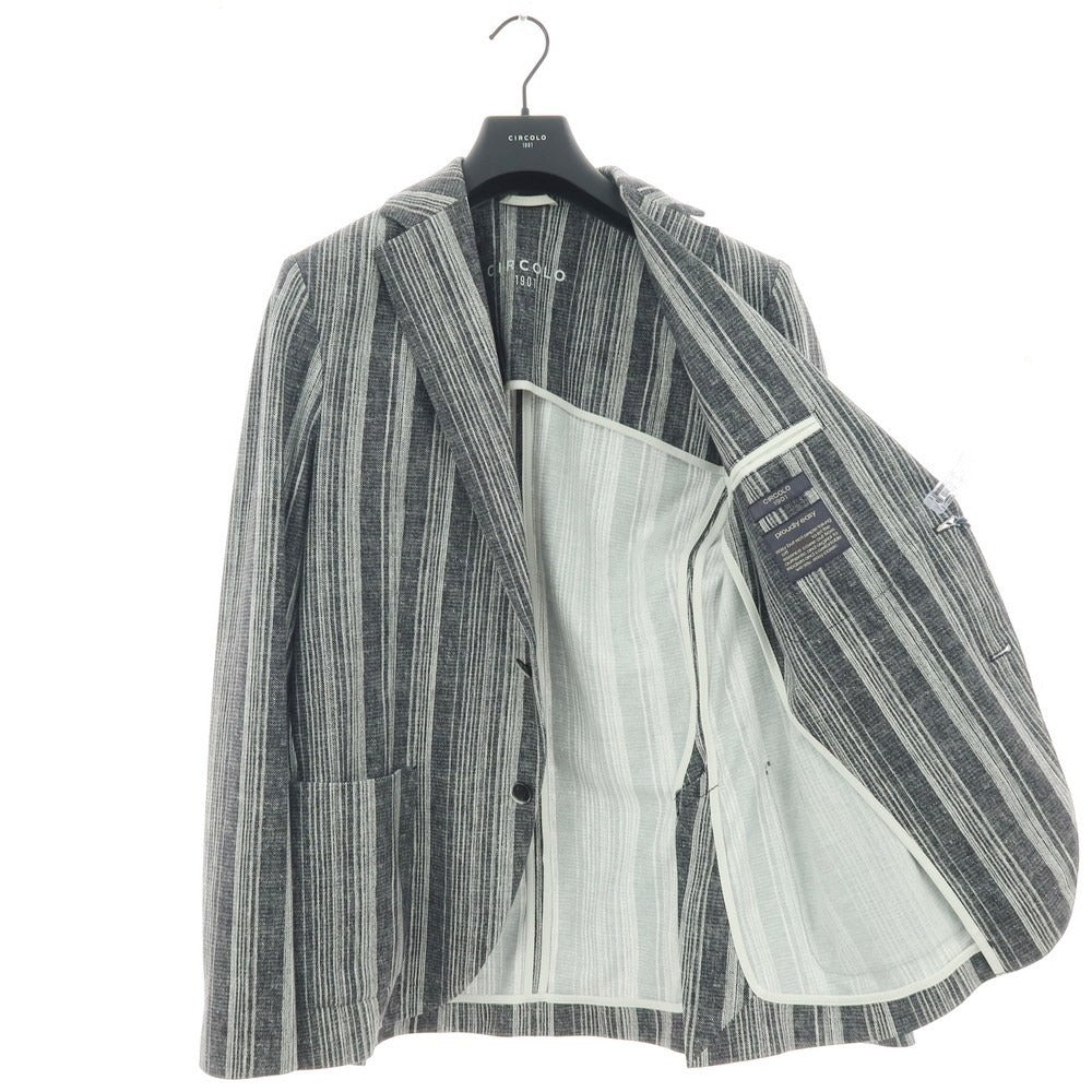 【新品】チルコロ1901 CIRCOLO 1901 コットン ジャージー ストライプ プリント 2B カジュアルジャケット グレー系【 50 】【 状態ランクN 】【 メンズ 】