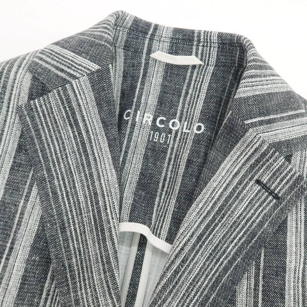 【新品】チルコロ1901 CIRCOLO 1901 コットン ジャージー ストライプ プリント 2B カジュアルジャケット グレー系【 50 】【 状態ランクN 】【 メンズ 】