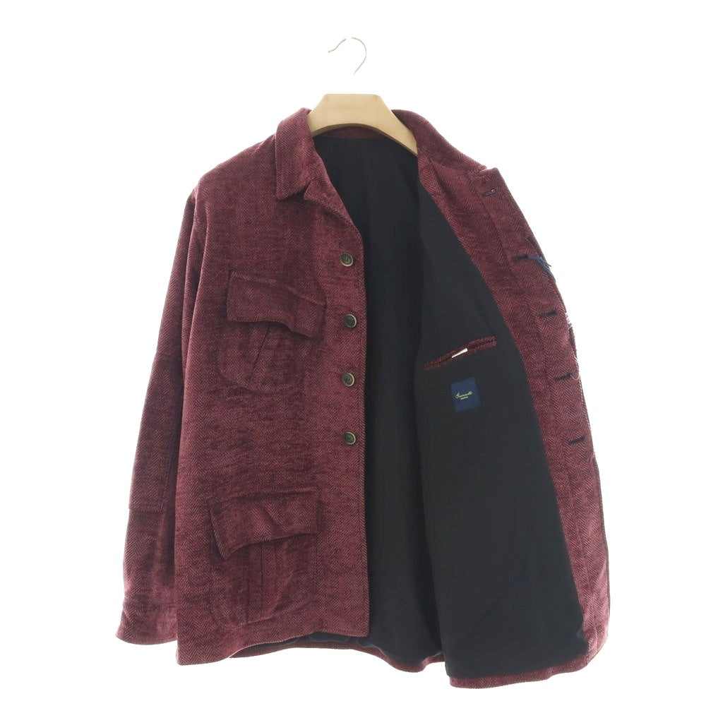 【新品】ジャンネット giannetto アクリルコットン ヘリンボーン カバーオール ワイン【 48 】【 状態ランクN 】【 メンズ 】