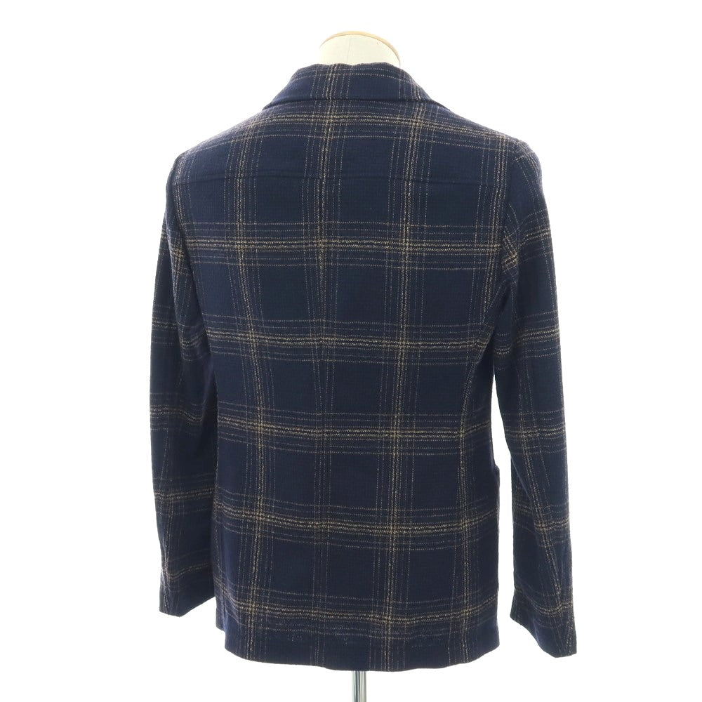 【新品】ティージャケット T-JACKET ウールコットンナイロンポリエステル チェック 2B カジュアルジャケット ネイビー系xベージュ【サイズＳ】【 状態ランクN 】【 メンズ 】[DPD]
