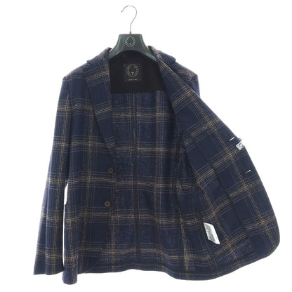 【新品】ティージャケット T-JACKET ウールコットンナイロンポリエステル チェック 2B カジュアルジャケット ネイビー系xベージュ【 Ｓ 】【 状態ランクN 】【 メンズ 】