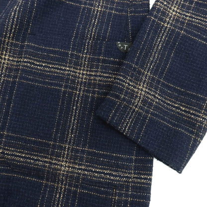 【新品】ティージャケット T-JACKET ウールコットンナイロンポリエステル チェック 2B カジュアルジャケット ネイビー系xベージュ【 Ｓ 】【 状態ランクN 】【 メンズ 】