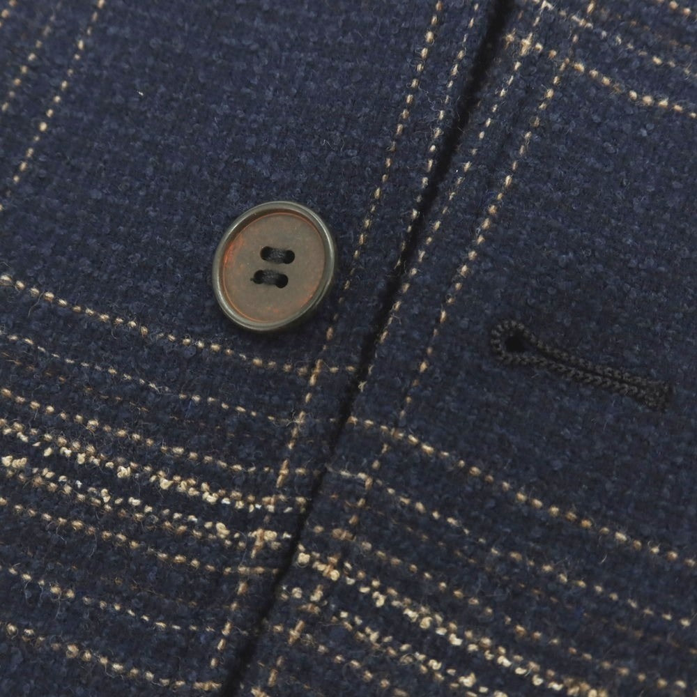 【新品】ティージャケット T-JACKET ウールコットンナイロンポリエステル チェック 2B カジュアルジャケット ネイビー系xベージュ【 Ｓ 】【 状態ランクN 】【 メンズ 】