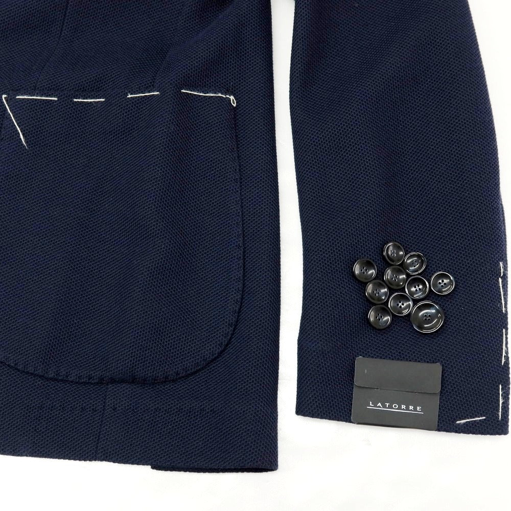 【新品】サルトリア ラトーレ SARTORIA LATORRE コットンジャージー カジュアルジャケット ネイビー【 44 】【 状態ランクN 】【 メンズ 】