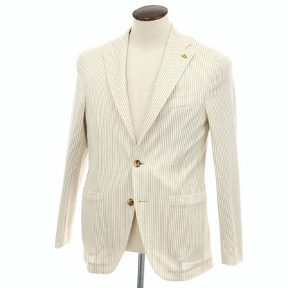 【新品】サルトリア ラトーレ SARTORIA LATORRE コットンジャージー ストライプ カジュアルジャケット ベージュxホワイト【 50 】【 状態ランクN 】【 メンズ 】