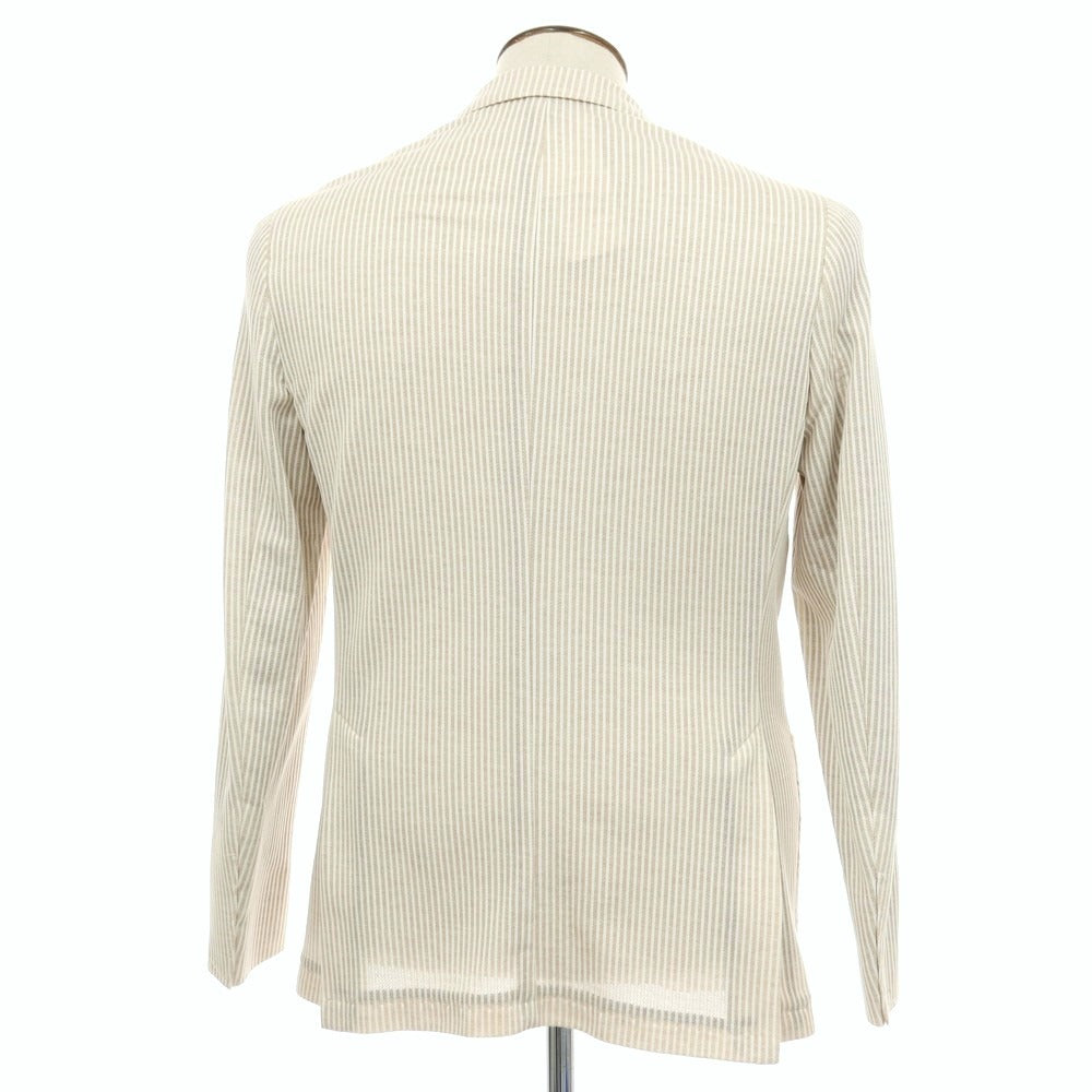 【新品】サルトリア ラトーレ SARTORIA LATORRE コットンジャージー ストライプ カジュアルジャケット ベージュxホワイト【 50 】【 状態ランクN 】【 メンズ 】