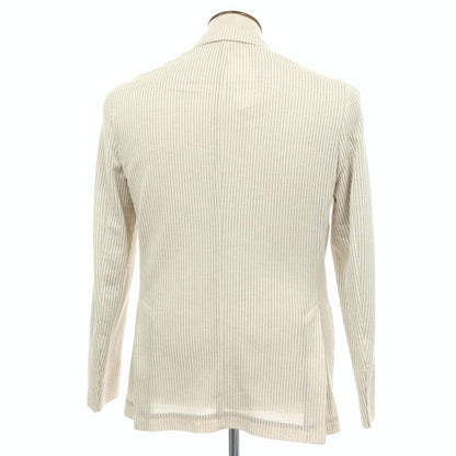 【新品】サルトリア ラトーレ SARTORIA LATORRE コットンジャージー ストライプ カジュアルジャケット ベージュxホワイト【 50 】【 状態ランクN 】【 メンズ 】