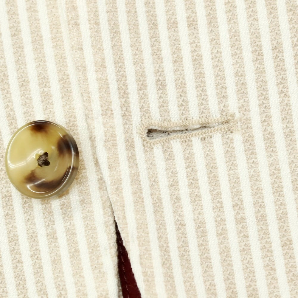 【新品】サルトリア ラトーレ SARTORIA LATORRE コットンジャージー ストライプ カジュアルジャケット ベージュxホワイト【 50 】【 状態ランクN 】【 メンズ 】