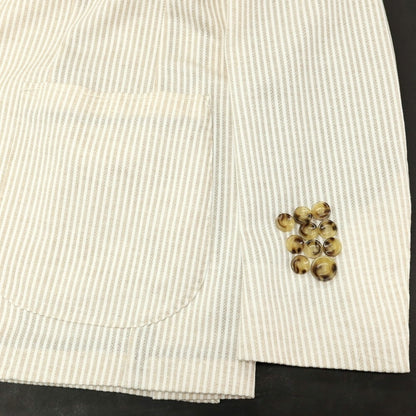 【新品】サルトリア ラトーレ SARTORIA LATORRE コットンジャージー ストライプ カジュアルジャケット ベージュxホワイト【 50 】【 状態ランクN 】【 メンズ 】