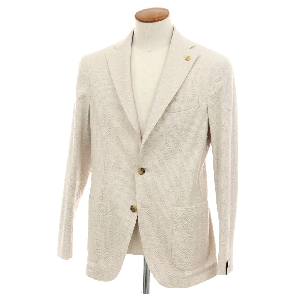 【新品】サルトリア ラトーレ SARTORIA LATORRE シアサッカーコットン カジュアルジャケット ライトグレージュ【 48 】【 状態ランクN 】【 メンズ 】