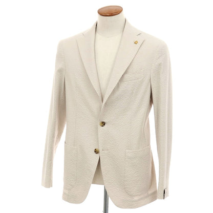 【新品】サルトリア ラトーレ SARTORIA LATORRE シアサッカーコットン カジュアルジャケット ライトグレージュ【 48 】【 状態ランクN 】【 メンズ 】