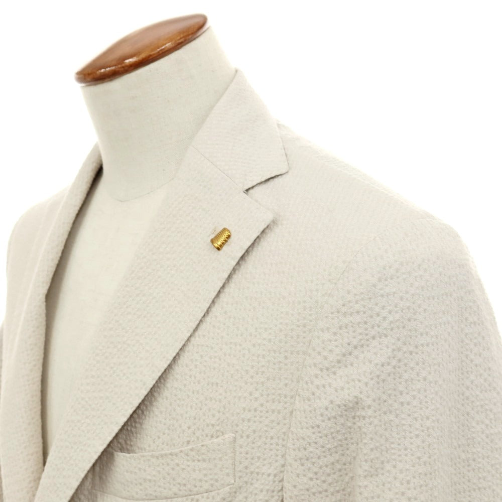 【新品】サルトリア ラトーレ SARTORIA LATORRE シアサッカーコットン カジュアルジャケット ライトグレージュ【 48 】【 状態ランクN 】【 メンズ 】