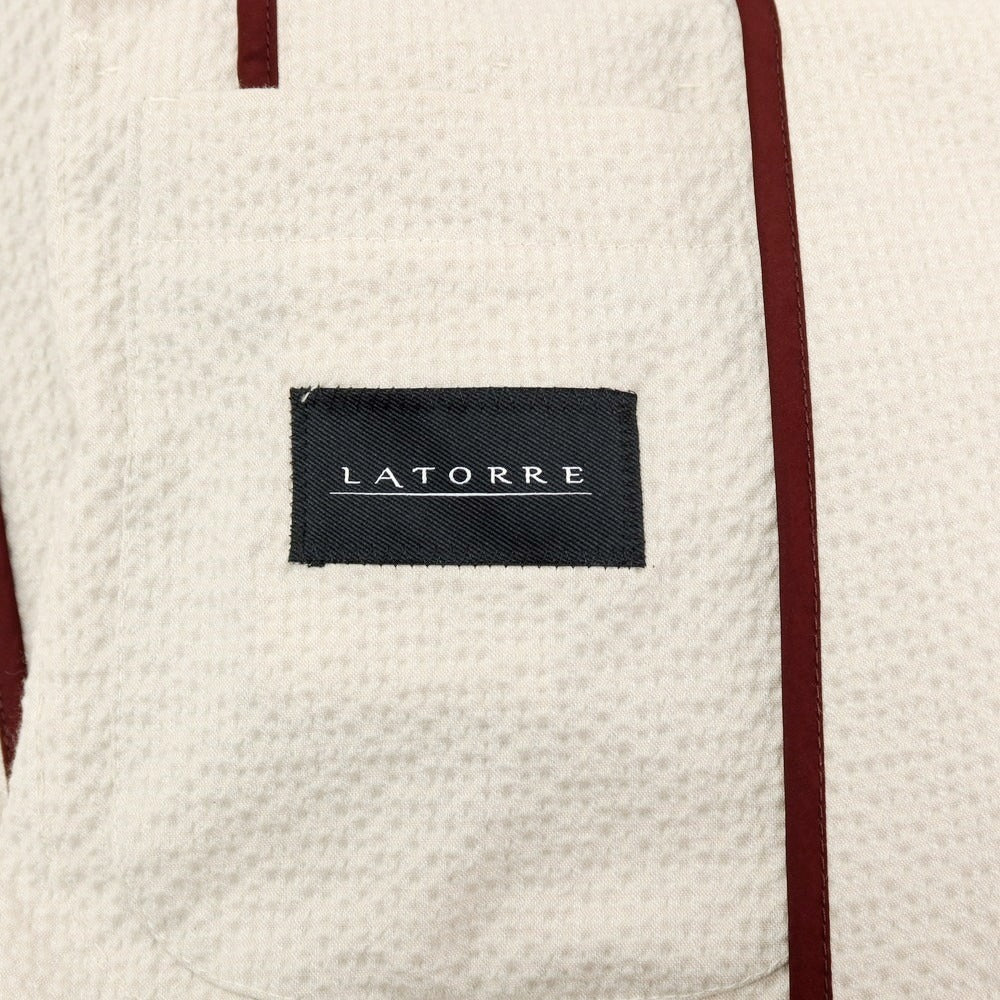 【新品】サルトリア ラトーレ SARTORIA LATORRE シアサッカーコットン カジュアルジャケット ライトグレージュ【 48 】【 状態ランクN 】【 メンズ 】